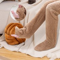 Hot Fluffy Thigh High Socks Teddy Legs Snuggle Long Paws Fuzzy Leggings Over Knee Slippers Hairy Stockings