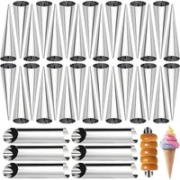 6pcs Stainless Steel Non-stick Cream Hole Molds Conical Tube Cone Roll Bread Cookies Baking Molds Household DIY Kitchen Tools