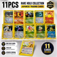 11PCS PTCG Vintage Japanese Holo Trading Cards Collection Set Rare Foil Flash Cards for Collectors Display Holiday Gifts Series