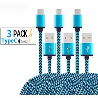 USB Type C Cable 2.4A Fast Charging & Data Sync, Nylon Braided 1M/2M/3M for Samsung Huawei Android Phones