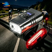 T6 LED Front & Rear Bicycle Light Set, USB Rechargeable Waterproof Headlight + Tail Light, for MTB Mountain Bike Cycling Scooter