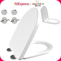 D-Shaped Toilet Seat Slow Close Quiet Lid Practical Handy Thickened Durable for Both Adults Children Safety Bathroom Accessories