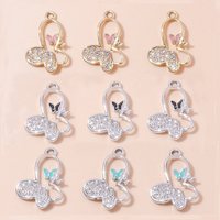 10pcs Gorgeous Crystal Butterfly Charms Pendants for Handmade Necklaces Bracelets DIY Jewelry Making Accessories