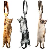 3D Cat Cat-shaped Men's Tie Novelty Animal Pattern Kitten Necktie Satin Fabric Lifelike Creative Neck Tie For Wedding and Party