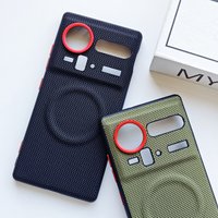 For ZTE Nubia Z80 Ultra Magnetic Case ELVEV Anti-fingerprint Weave PU Leather Hard PC Suction Phone Cover