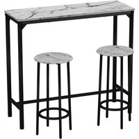 CANCUN Bar Table and Stools Set Industrial Kitchen Dining Breakfast Counter Furniture with 2 or 4 Chairs, SpaceSaving Design fo