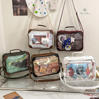 New Y2K Fashion Vintage Ita Crossbody Bags Cute Girl Transparent Shoulder Bag Students DIY Display Handbags New Women PU Purses