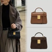 Demellier Lock Buckle Bag Genuine Leather Versatile Retro Single Shoulder Crossbody Handbag Small Square Bag for Women