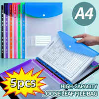 5-Pack Colorful A4 File Folders | 11-Ring Binder Pockets | Durable PP Organizer | For School, Office & Home | Secure Push-Button