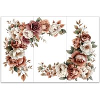 3pcs/Set Flower Border Rub on Transfers for Furniture and Crafts 6x12 inch Peony Rose Furniture Decals Large Flower Border