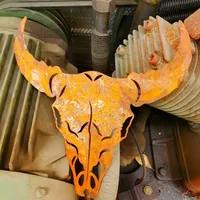 Brand Rustic Bull Skull Metal Wall Art Western Cow Skull Sign Decor For Home Indoor Outdoor Farmhouse