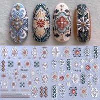 Bohemia Retro Nail Art Stickers Lace Flower Window Bronzing Design Decals Nail Charms Decorations Nail Decal Sticker Manicure