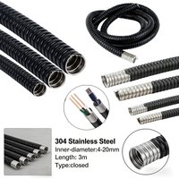 4-20mm PVC Coated 304 Steel Corrugated Tube Hose Plastic-Coated LiquidTight Flexible Metal Conduit 3 Meters for Cable Protection