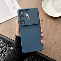 Liquid Silicone Slide Camera Soft Phone Case For Samsung S26 Ultra S25 S24 FE S23 S22 S21 Plus A56 A36 A06 A16 A55 A35 A15