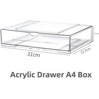Desktop Organizer Box A4 Paper Document Drawer Style Acrylic Low Profile Storage Box Flat Rack for Arrangement And Storage