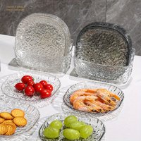 8Pc Luxurious Creative Iceberg Pattern Fruit Tray Hotel Style Bone Spitting Dish Dining Table Popular Small Transparent Tray Set