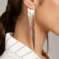 Trendy Gold/Silver Plating Tassels Earrings For Women Statement Long Chain Earrings Women Wedding Party Banquet Jewelry Gift