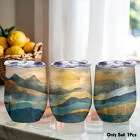 Mountain Land Vacuum Flasks 12oz Insulated Wine Tumbler Vacuum Coffee Mug Egg Shape Thermos Cup