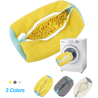 Fluffy Fiber 360 ° Surround Cleaning Shoe Washing Bag Reusable Durable Machine-Washable Laundry Bag with Zipper Closure