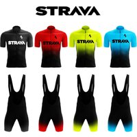 2024 Strava Cycling Jersey Set Short Sleeve for Men's Anti-UV Bike Cycling Jersey Set Bicycle Pro Team Summer Cycling Clothing