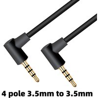 1/8 inch TRRS Aux Cable 90 Degree Right Angle 4Pole 3.5mm Male to Male Stereo Audio Cord For IPod Smartphones Tablets Handsets
