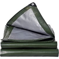 Waterproof Heavy Duty 4m x 6m 180GSM Green Silver PE Plastic Tarp Sheet With Eyelets for Garden Furniture Roofing Gazebo Side P