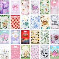 100PCS Plastic Gift Return Handle Bag DIY Cartoon Christmas Wedding Party Favor Bags For Kids Birthday Gift Packaging Pouches
