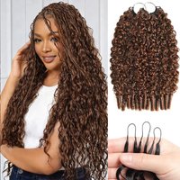 100% Human Hair Ombre Burmese Curly Crochet Hair 50g Pre-Separated Feather Raw Curly Braiding Invisible Crochet Hair Extensions