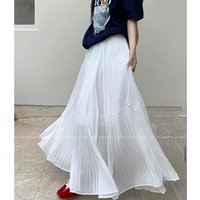 Summer White Tiered Pleated Maxi Skirt Women Elegant High Waist Chiffon Long Skirt Casual Beach A-line Skirts