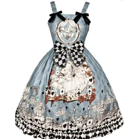 Robe gothique Vintage Style Lolita pour femmes, Harajuku Y2k, sans manches, imprimé lapin foncé, robes de soirée Girly Kawaii avec nœud