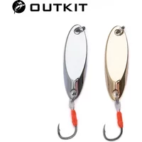 OUTKIT 1Pcs Fishing Copper Spoon 2.5/3.5/5g Metal With Red Single Hook Lure Pesca Peche Tackle Carp Isca Artificial Fish