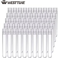 WESTTUNE 50Pcs Plastic Test Tubes 12x100mm Lab Clear Plastic Tubes with Caps for Scientific Experiments Sample Storage Plants
