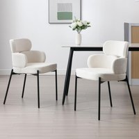 Kitchen Chairs Set of 2 Chenille Dining Chairs Modern Upholstered Accent Chair with Metal Legs Beige