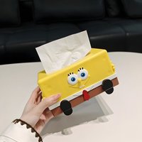 Kawaii Cute SpongeBob SquarePants Cartoon Tissue Box Car Accessory Premium Napkin Holder Anime Decoration Holiday Gift