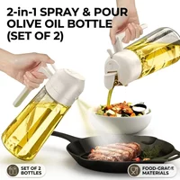 1/2pcs Bottle 2-in-1 Dual Function Dispenser BBQ Cooking Baking 500ml Plastic Leakproof Clear Oil Sprayer Pourer Kitchen Tool