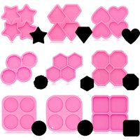 1pc Geometry Hexagon/Circle/Square/Octagon/Heart Silicone Epoxy Casting Molds For DIY Phone Grip or Badge Reel