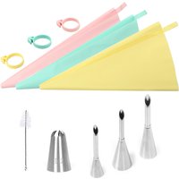 DIY Reusable Puff Cake Icing Piping Tip Silicone Pastry Bag Cream Cupcake Butter Tube Nozzle Decor Baking Bags Kitchen Tools