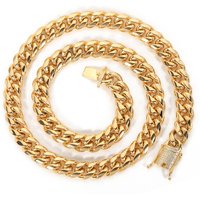 12mm Trendy Jewelry 316L Stainless Steel 18k Gold Plated Miami Cuban Curb Link Chain Men Women Necklace