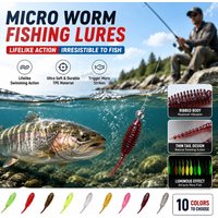 3.5cm0.24g Mini Soft Worm Lure Micro Tail Fishing Bait Tadpole Leech Worm for Stream Bass Trout Panfish Perch Crappie 30pcs Pack