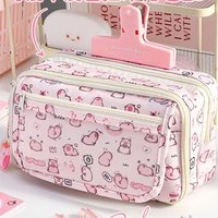Pink Capybara Pencil Case - Kawaii Large Capacity Storage Bag for School & Makeup