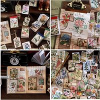 50 Sheets Natural Plants Sticker Book Washi Paper Sticker DIY Material Decoration Memo Pad Scrapbook Stationery