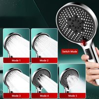 Big Panels Shower Head High Pressure 5 Jet Modes Showerhead with Large Water Outlet Nozzles Rainfall Spray Bathroom Accessories