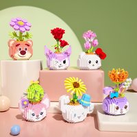 Anime Black Beauty Cinnamon Dog Strawberry Bear Flower Assembly Educational Building Blocks Toy Home Decor Holiday Gift