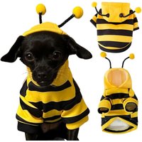 Cute Halloween Dog Bee Costume Autumn Winter Dog Hoodies for Small Medium Dogs, Stripe Puppy Pullover Coat Hooded Pet Clothes