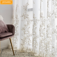 Französische leichte Luxus-Prinzessin-Stickerei, hohle leere Gaze-Spitzen-Bildschirmvorhänge für Wohnzimmer, Schlafzimmer, Erkerfenster, individuelle Anpassung