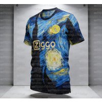 Wear 'The Starry Night'! Ajax Art Collab Tee 2025 Summer—Stylish Art Classic Jersey Tee 3d Printing Football Jersey Training