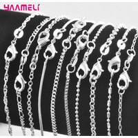 Authentic 5PCS Solid 925 Sterling Silver Jewelry Chains Necklace with Lobster Clasps fit Men Women Pendant 18 Designs 16-30 Inch