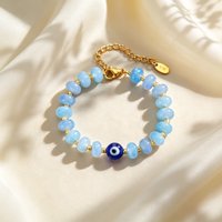 Blue Natural Stone Evil Eye Bracelet for Women Turkish Lucky Beads Chain Handmade Bracelet Fashion Jewelry