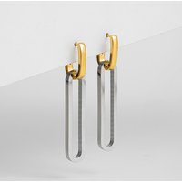 Fashion Gold Silver Color Double Loop Design Square Long Hoop Earrings Removable Punk Hip Hop Round Huggie Jewelry for Women