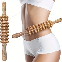Wooden Massage 9 Rollers Handheld Deep Tissue Cellulite Massager Natural Wood Therapy Tool for Muscle Relief Body Shaping